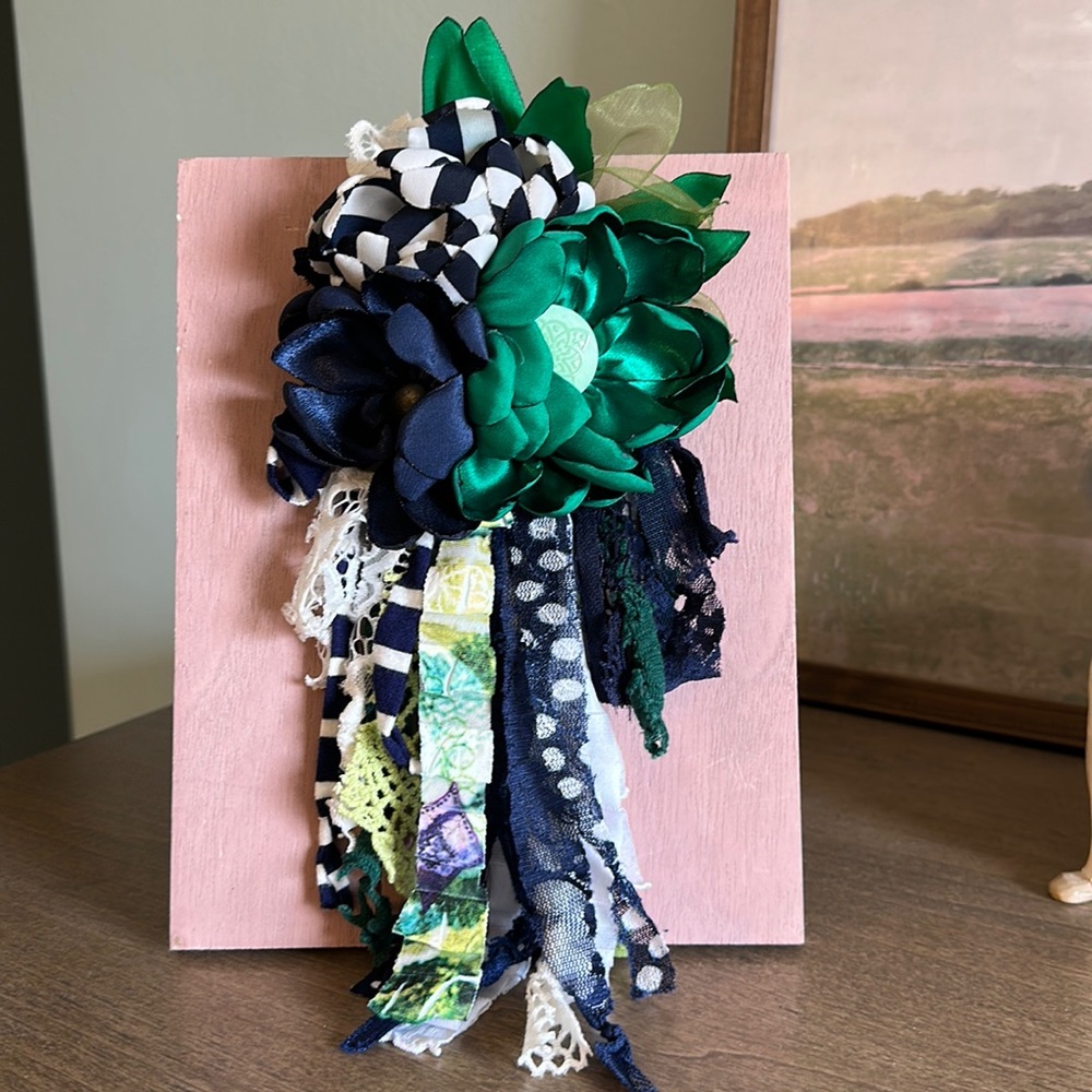 Beautiful Navy and Green Flower Pin by The Classy Quill